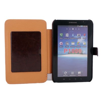 Brown Leather Case stand For Samsung Galaxy Tab P1000