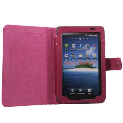 PU Leather Case for Samsung Galaxy P1000 Purplish Pink