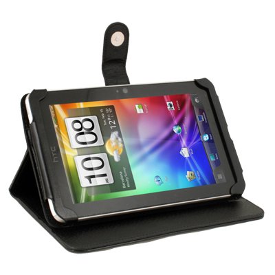 Black Leather Stand Case Cover for HTC Flyer 3G/Wifi View 4G Tablet