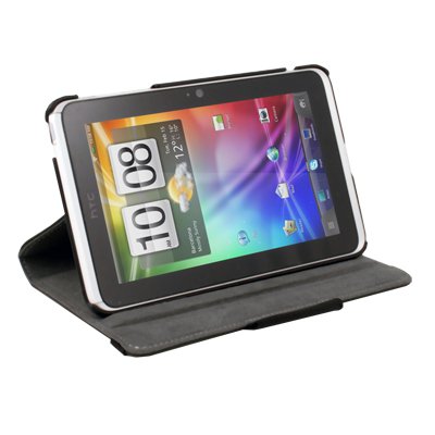 Leather Case 360°Rotating for 7" Tablet HTC Flyer Black