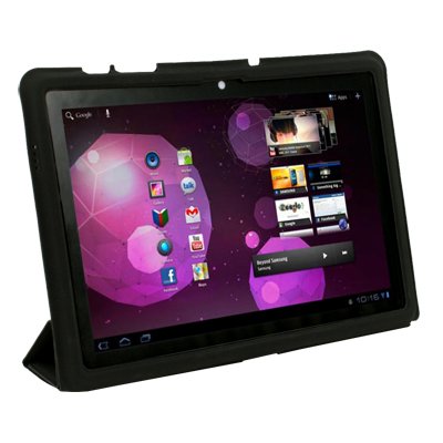 For Samsung Galaxy Tab 10.1 P7510 Black Ultra Slim Thin Smart Leather Case with Magnetic