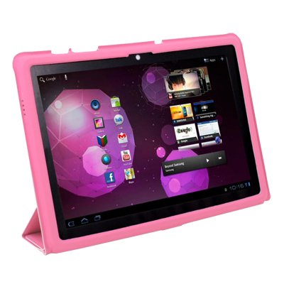 Pink Super Slim Smart Leather Case Samsung Galaxy Tab 10.1 P7510 with Magnetic