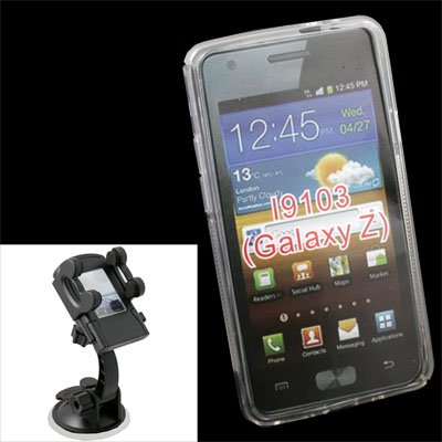 For Samsung GalaxyZ i9103 TPU Skin Case Clear+Car Mount