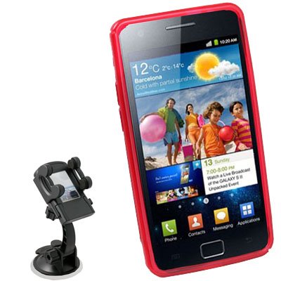 Red TPU Skin Case for Samsung GalaxyZ i9103+Car Mount