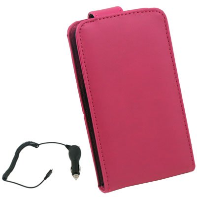 For Samsung Galaxy i9000 Flip Leather Peach+ Car Changer
