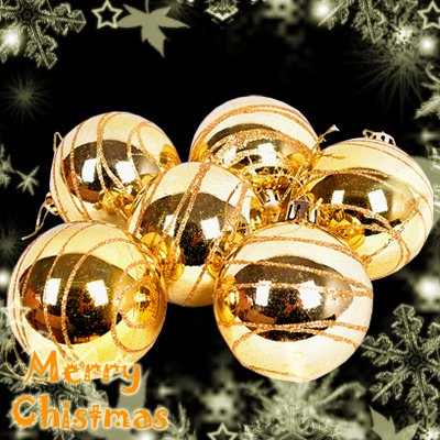 6 Shinning Big Balls Xmas Christmas Tree Decorations Ornament Gold Round Pattern