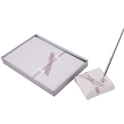 Pure Elegance Wedding Guestbook and Pen Set in White #6824#