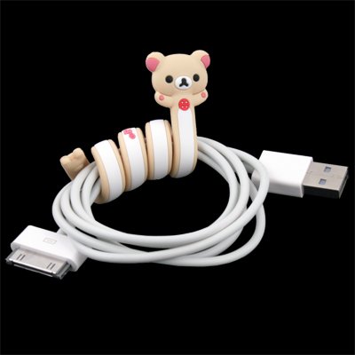 White Rilakkuma for Computer Phone Cord Cable Holder