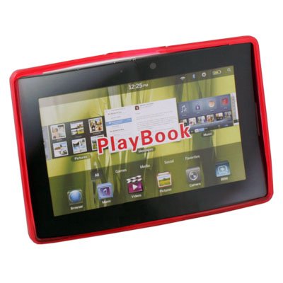 Clear Ripple Rubber Case Cover for Blackberry Playbook Red