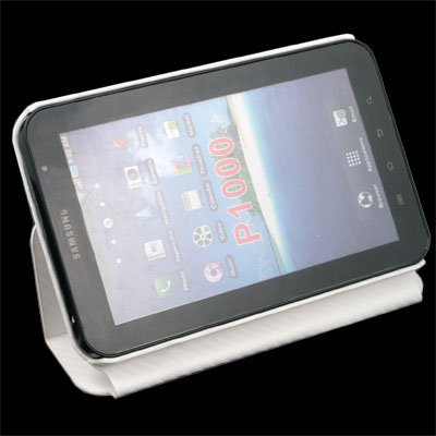 For Samsung Galaxy P1000 Standing Matts Pattern Leather Case with Stand White#6271#