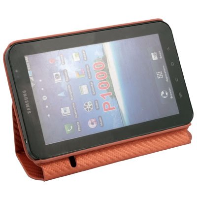 Matts Leather Case with Stand for Samsung Galaxy P1000 Orange