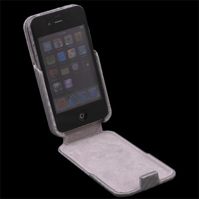 Gray Matts Pattern PU Leather Case Cover for iPhone 4G