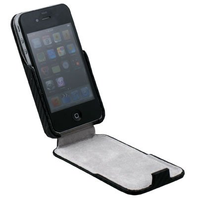 For Apple iPhone 4G Matts Pattern PU Leather Case (Black)