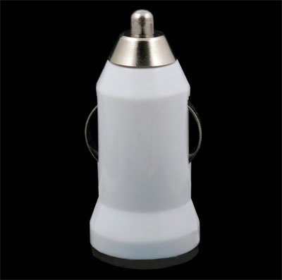 White Mini Car Charger USB Adapter for iTouch iPhone 4