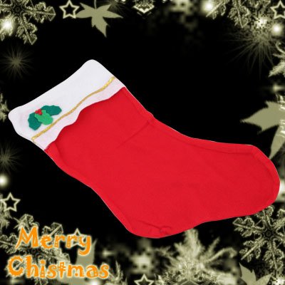 Red Felt Christmas Santa Claus Stocking With A Cute Flower Decoration Item