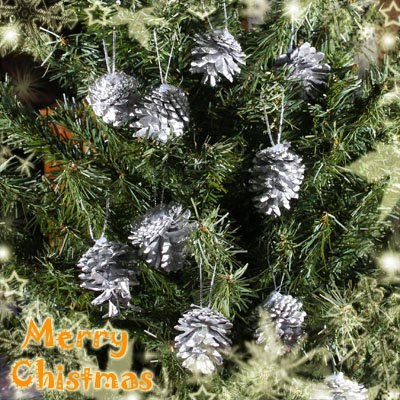 Lot Of 12 Vintage Sparkley Pinecones Christmas Xmas Ornaments Snow Silver