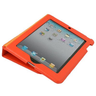 Orange Slim Leather Folding Case Cover for Apple iPad 2 #6339#