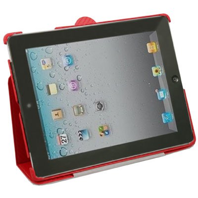 Red Matts Pattern Leather Stand Case Cover for iPad 2