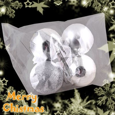 4 Cute Christmas Tree Hanging Item Mixed Ball Charms Decoration Ornaments Silver
