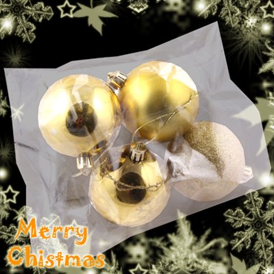 4 Cute Christmas Tree Hanging Item Mixed Ball Charms Decoration Ornaments Gold