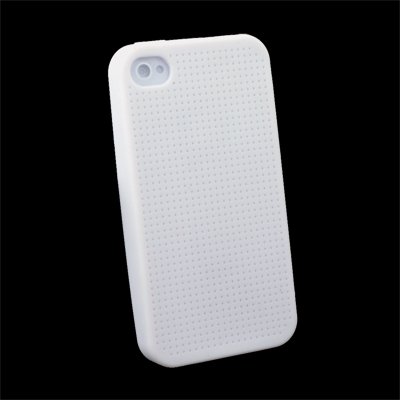 White Cross Stitch Silicone Skin Case for iPhone 4 #7112#