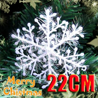 3 x Sparkly Shinning Snowflake Christmas Ornament Decoration Snow White 22cm
