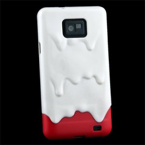 3D Red+White Melting Ice Cream Skin Case Cover For Samsung Galaxy S2 i9100
