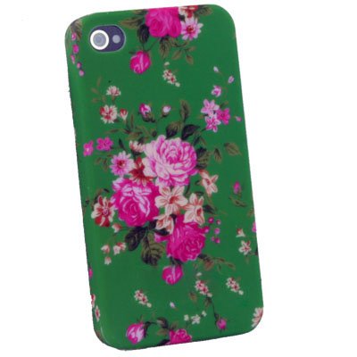 Flower Slim Hard Case Cover For iPhone 4 4G Green