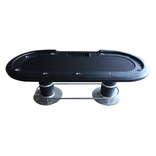 96" Bk Poker Table w Racetrack & Cup Holders & Plastic Chip Trays (Ship US Country Only)#14848-Bk#