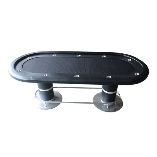 96" Pedestal Poker Table Black With Wooden Racetrack & Cup Holders (Ship US Country Only)#14850-Bk#