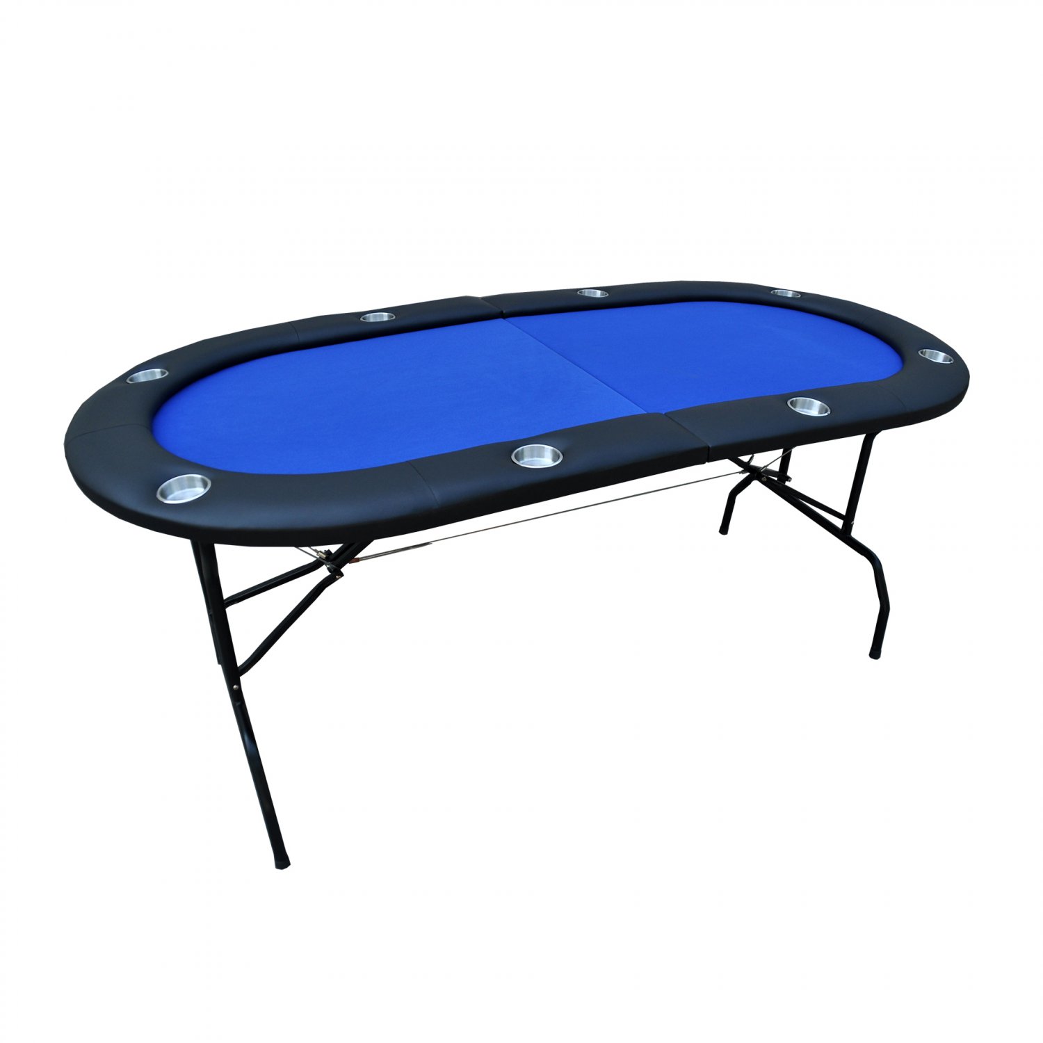 73" 8 Player Foldable Poker Table Casino Texas Holdem Blue Ver.2 (Ship US Country Only)#16361-BL#