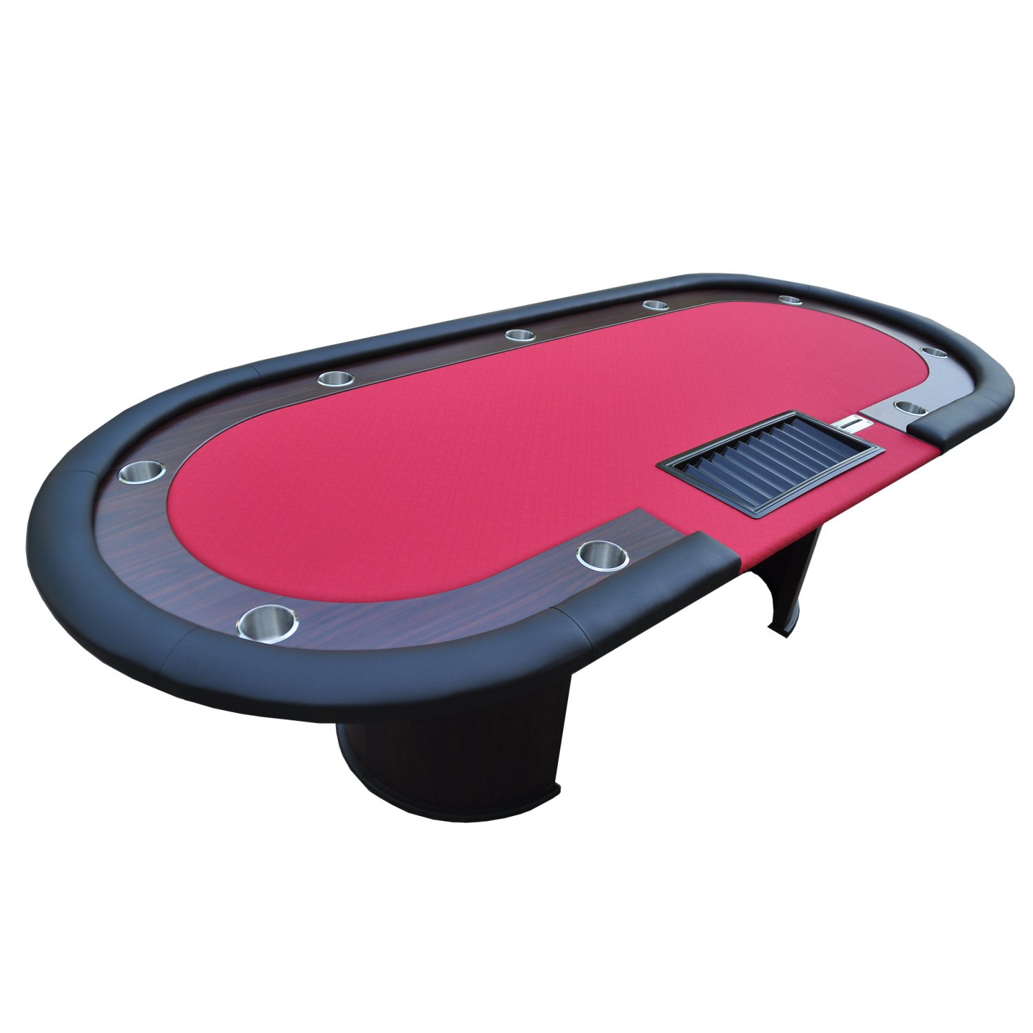96" 10 Players Texas Hold'em Wooden Legs Poker Table With Drop Box Red Ver.2(Ship US Only)#16367-R#