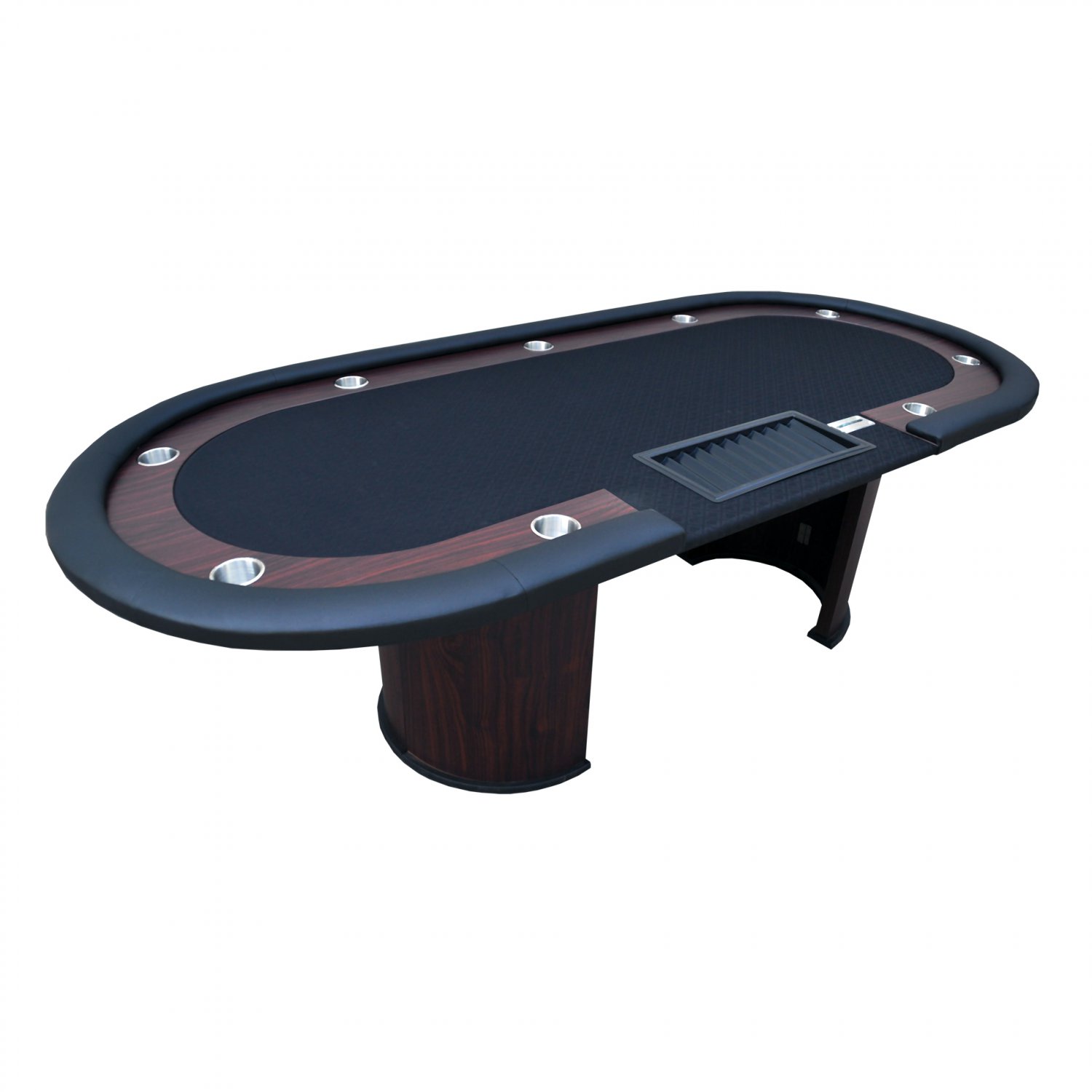 96" 10 Players Texas Hold'em Wooden Legs Poker Table W/ Drop Box Black Ver.2(Ship US Only)#16367-BK#
