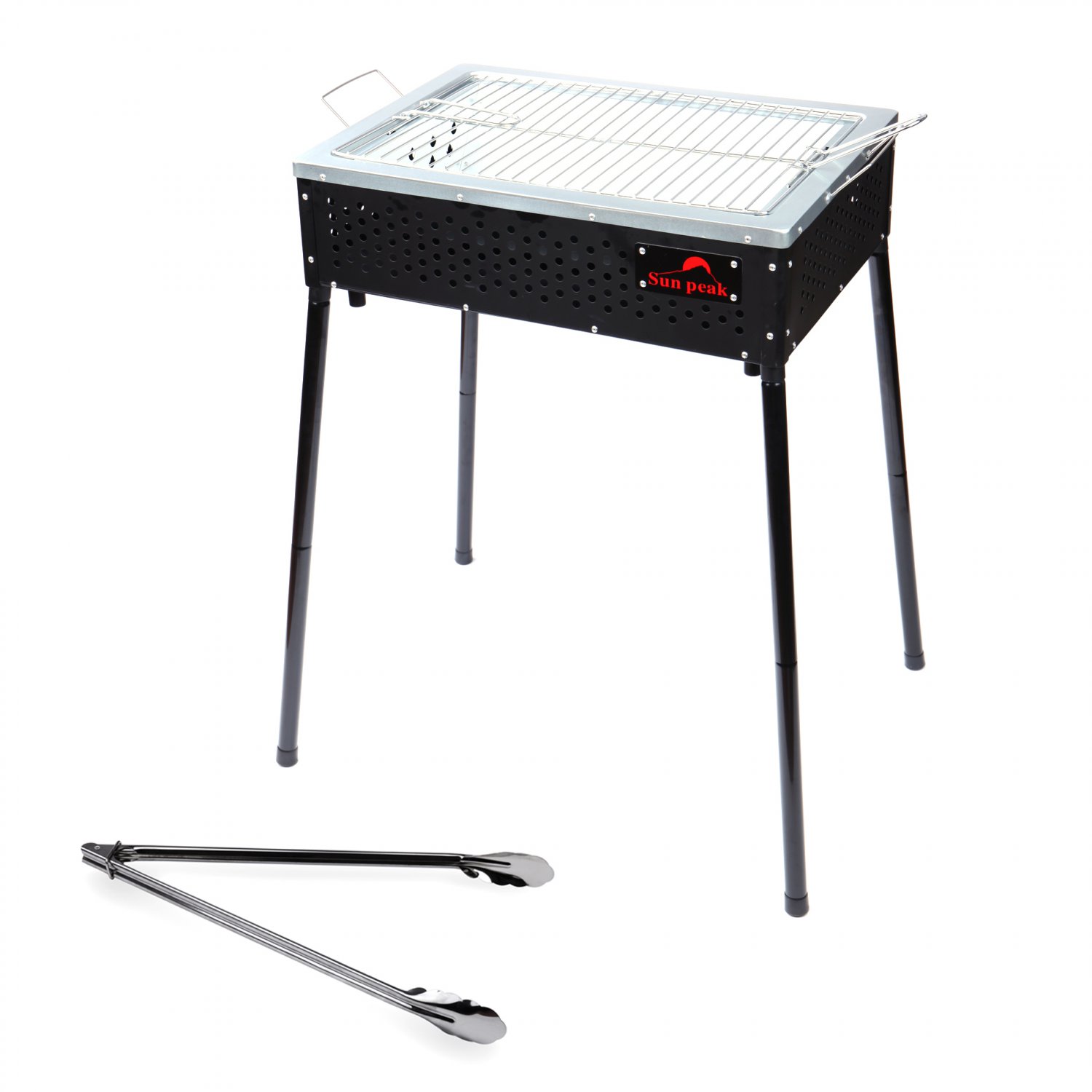 Foldable Camp 20" Medium Size BBQ Charcoal Grill Black+BBQ Tong(Ship US Only)SK-17135-BK+SK-17167{4}