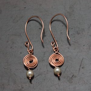 Dangling Swarovski Pearls off Spirals