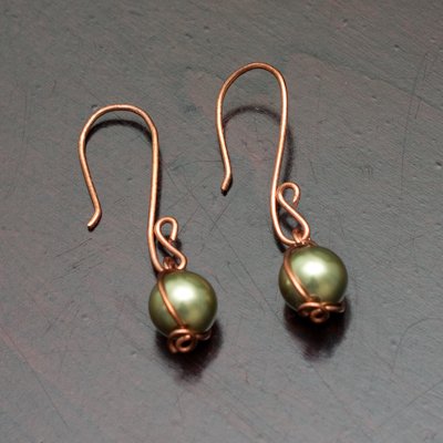 Dangling Olive Swarovski Pearls