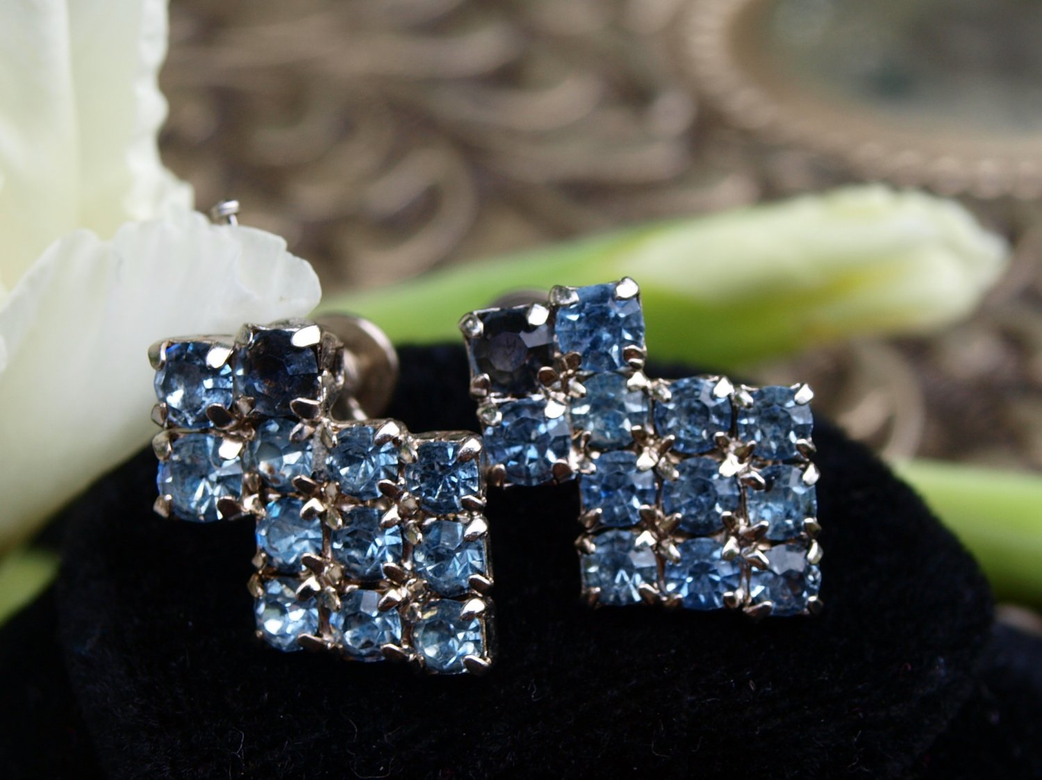 Blue-Glass Drop Earrings