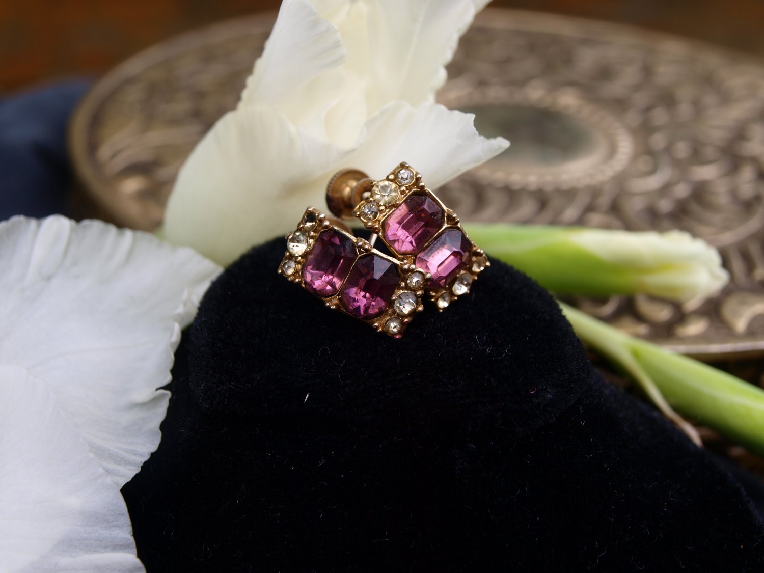 Glass Amethyst Earrings
