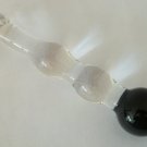 NEW Glass Massager-7 1/4" Straight Dildo Anal Plug, Dbl Heads, Big Dark Ball Head G-082