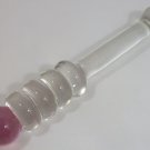 NEW Glass Massager-8" Straight Dildo Dong Anal Plug With Handle, Pink Tip, Clear Wand G-043