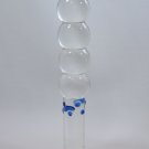 NEW Glass Massager-7" Straight Dildo Dong Anal Plug, 4 bumps, Blue Beads G-038