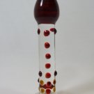 NEW Glass Massager-6 3/4" Straight Dildo Dong Anal Plug W/Base, Red Head & Beads G-039