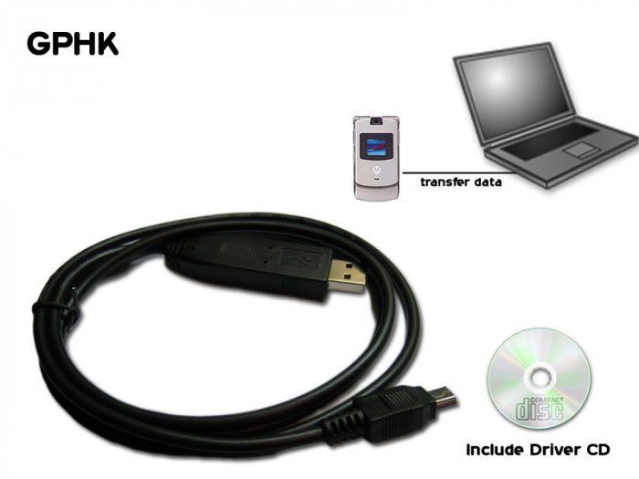 Motorola V3 V3i V3x L6 L7 USB Data Cable Charger+CD