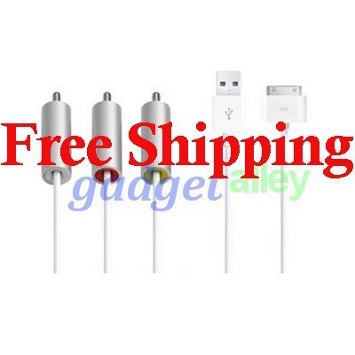 Composite Video Stereo Audio AV TV Cable for Apple iPod Touch iPhone 4 iPad 2