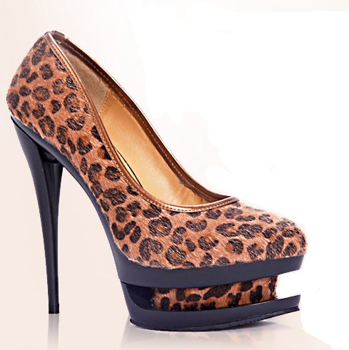 New Brown Leopard 5.1" heels shoes US7