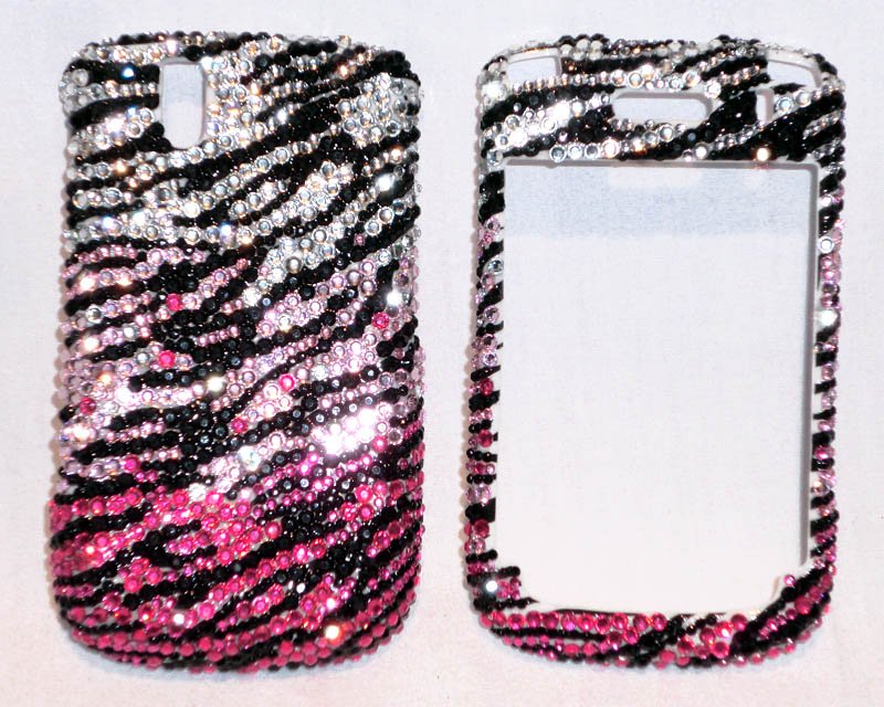 Zebra Blackberry Curve 8520 rhinestones bling case