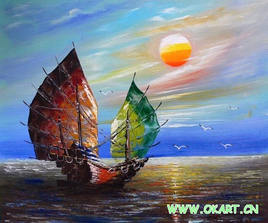 Oil painting(Boat and Sea 24"×36")