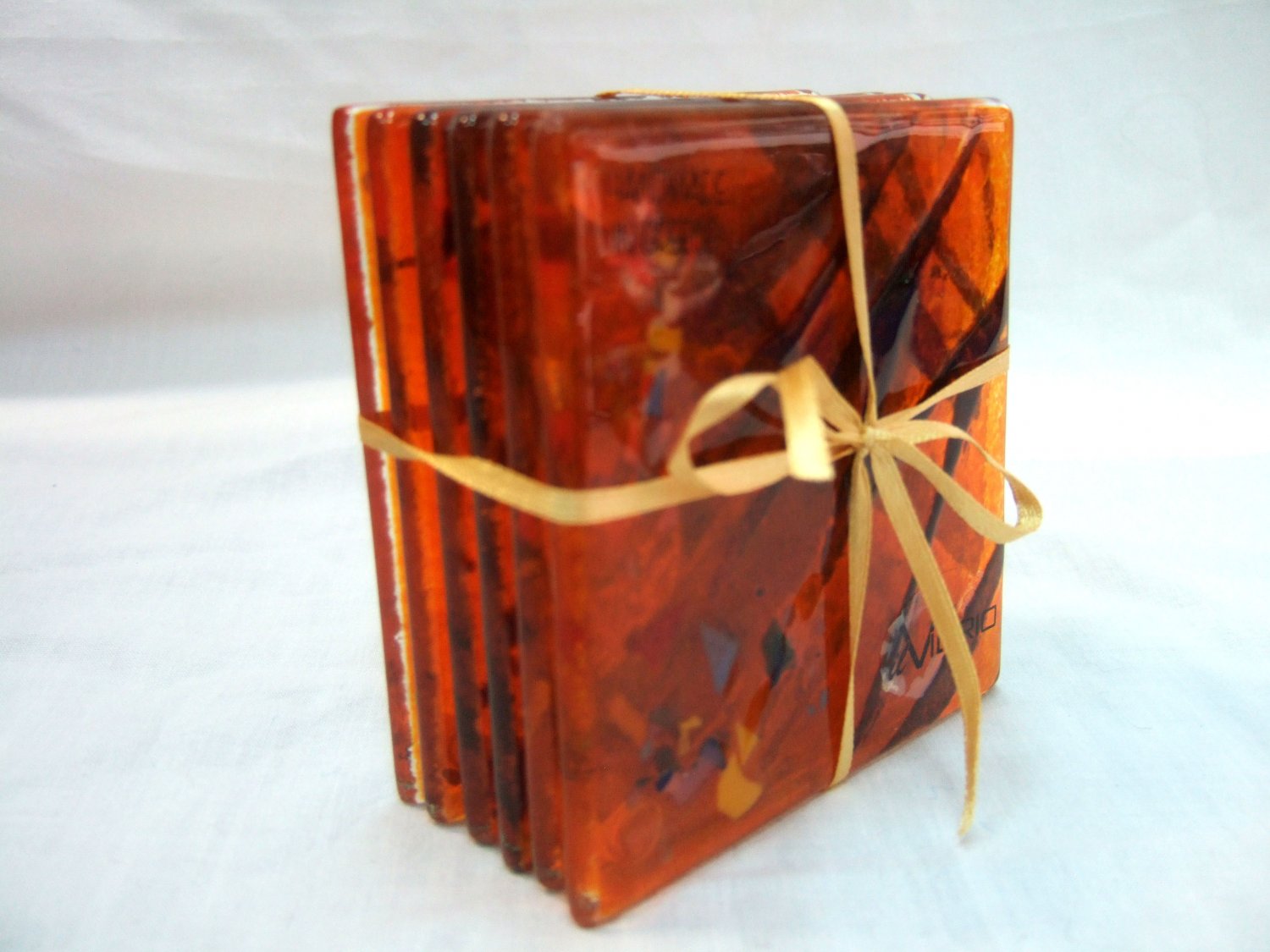 Fused glass tiger coasters
