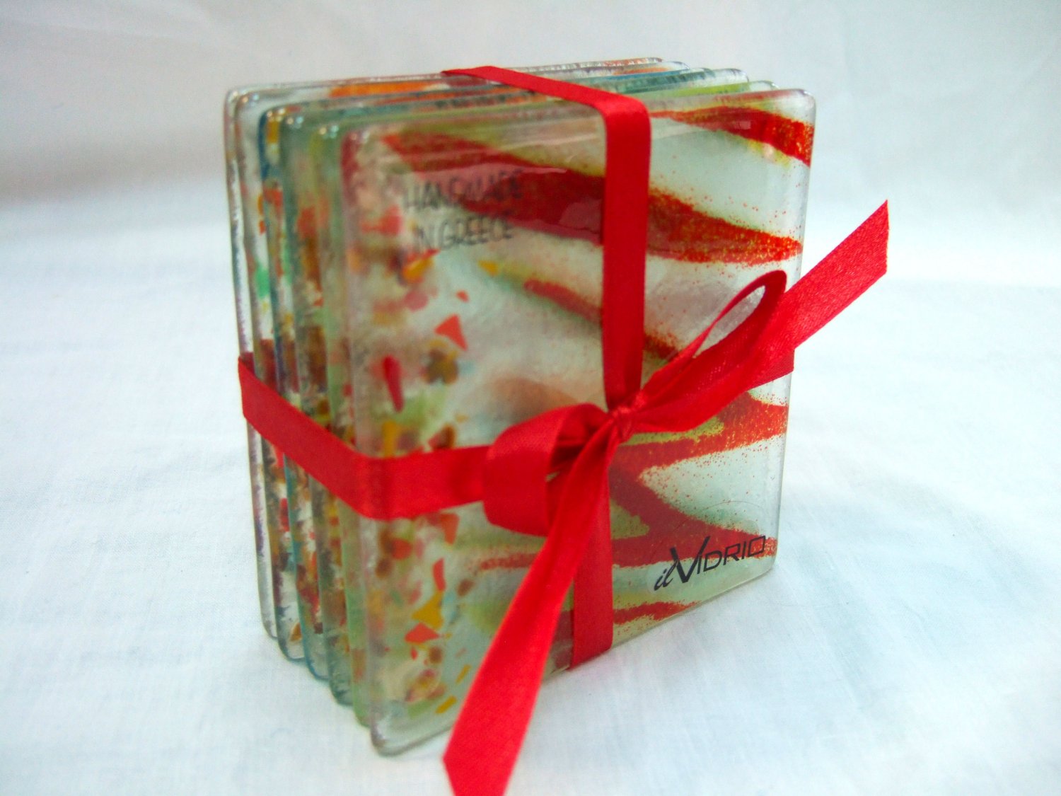 Fused glass red tiger coasters