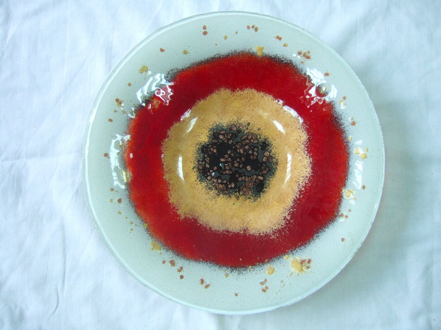''Red Eye'' fused glass bowl